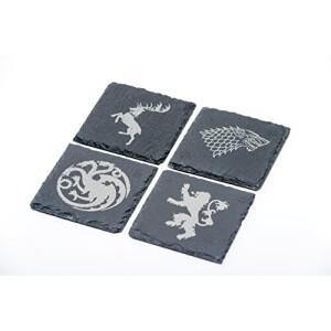 Pendentif Theon Greyjoy, Baratheon, Greyjoy, Lannister, Stark, Targaryen - Game of Thrones - noir gris 4 pièces
