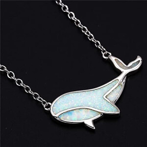 Pendentif Baleine blanc argenté