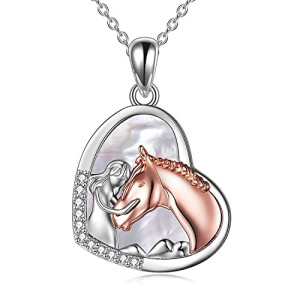Pendentif Cheval rose-mother of pearl 3x2 cm