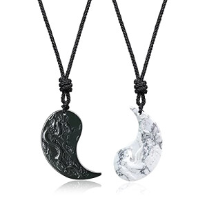 Pendentif Dragon noir & blanc 46x28 mm