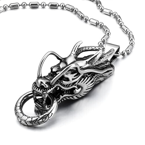 Pendentif Dragon argent/noir