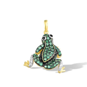 Pendentif Grenouille vert plaqué or