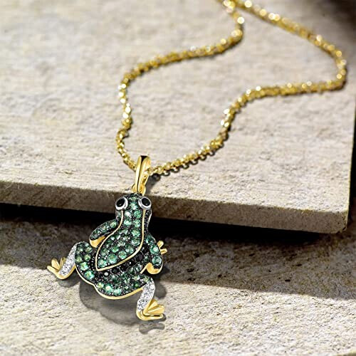 Pendentif Grenouille vert plaqué or variant 1 