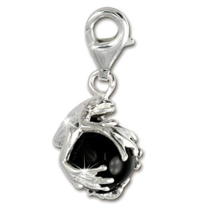 Pendentif Grenouille argent/noir