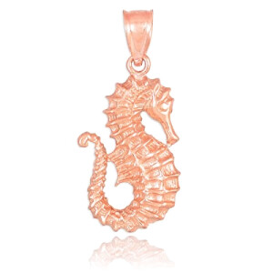 Pendentif Hippocampe or rose