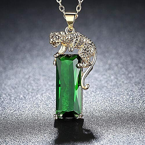 Pendentif Léopard vert plaqué or variant 2 