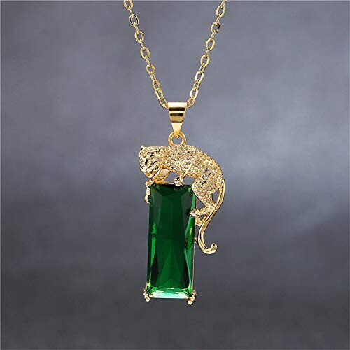 Pendentif Léopard vert plaqué or variant 3 