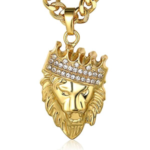 Pendentif Lion couronne plaqué or