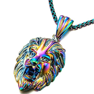 Pendentif Lion a-couleur du métal: couleuré