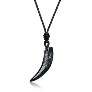 Pendentif Loup obsidienne noire 6x1.4 cm