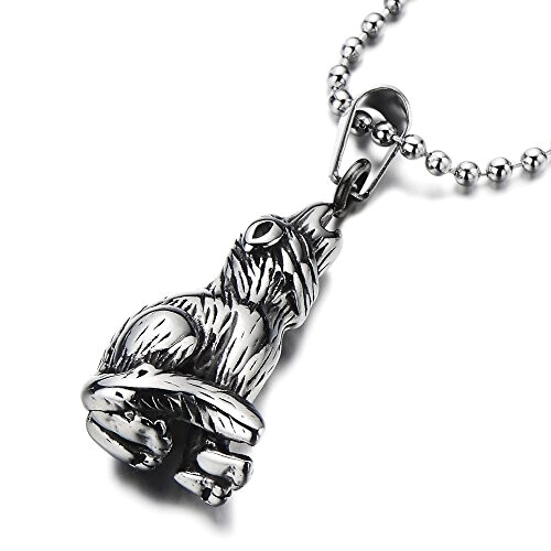 Pendentif Loup argent/noir