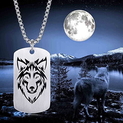 Pendentif Loup collier argent 50x28 mm variant 0 