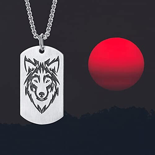 Pendentif Loup collier argent 50x28 mm variant 1 