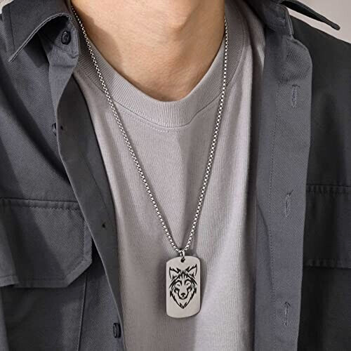 Pendentif Loup collier argent 50x28 mm variant 2 