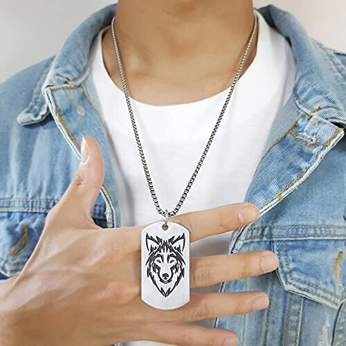 Pendentif Loup collier argent 50x28 mm variant 4 