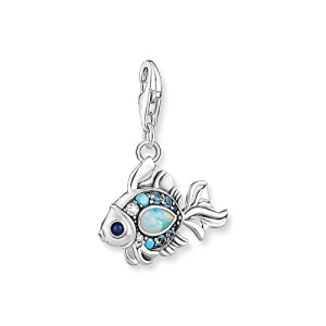 Pendentif Poisson argenté bleu