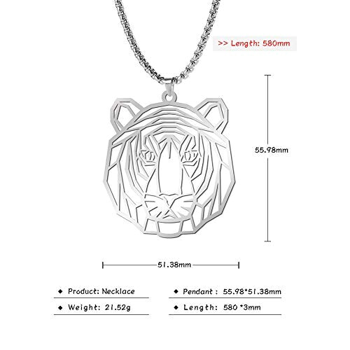 Pendentif Tigre argenté 55.98x51.38 mm variant 3 