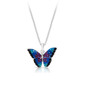 Pendentif Papillon bleu et multicolore