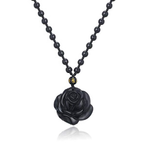 Pendentif Rose - Fleur - noire