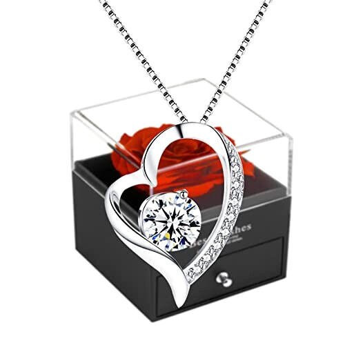 Pendentif Coeur rose rouge zircon