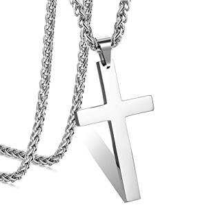 Pendentif Croix argentargent-avecnoir 50x30 mm