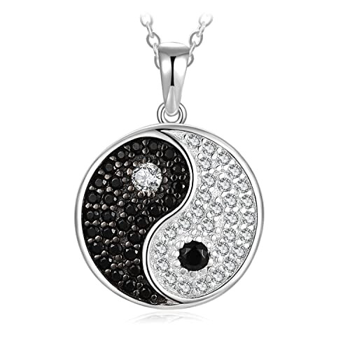 Pendentif Yin Yang noir zircon