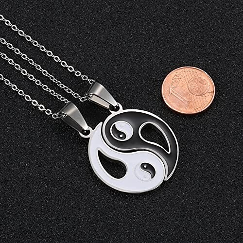 Pendentif Yin Yang argenté variant 2 