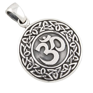 Pendentif Aum argent/noir