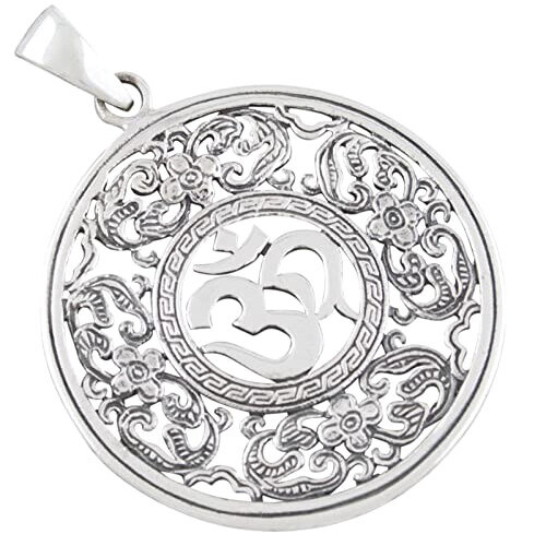 Pendentif Aum argent/noir