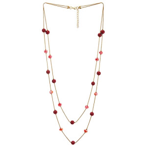 Pendentif rouge a-couleur du métal: or; couleur des perles: