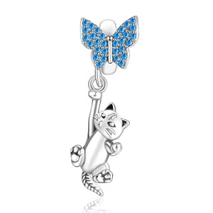 Pendentif bleu -butterfly & cat