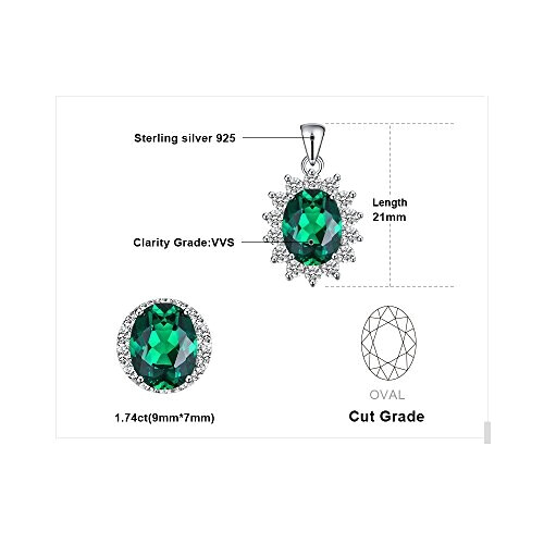 Pendentif vert - ovale ct Émeraude collier argent variant 0 